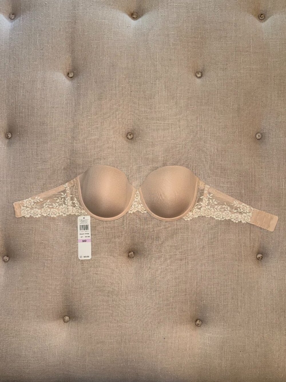 NWT Wacoal Embrace Lace Strapless Push-Up Bra 32D Nude 854191 - Picture 3 of 6